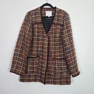 Anthropologie Ett twa Harlequin  Blazer Women Tweed Brown Multicolor Academia L